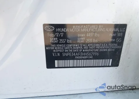 2017 Hyundai Sonata Limited из США, поврежденный, VIN 5NPE34AF3HH562996